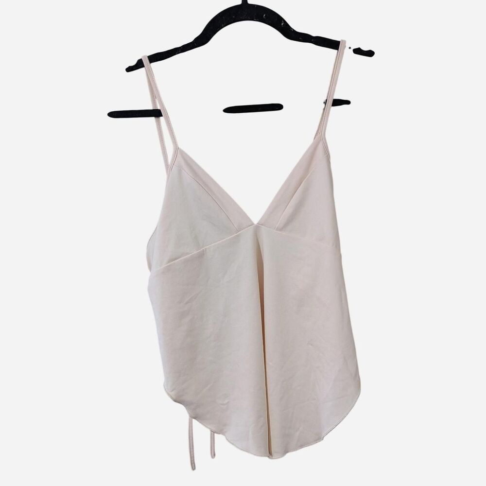 Cream Asymmetric Draped Cami Open Back V-Neck Strappy Blouse Coquette Fairycore